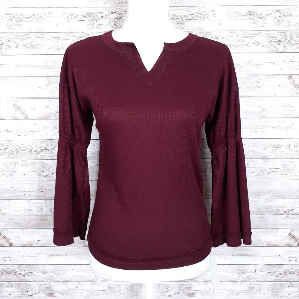 Baea Womens Top S Thermal Bell Sleeve 596A